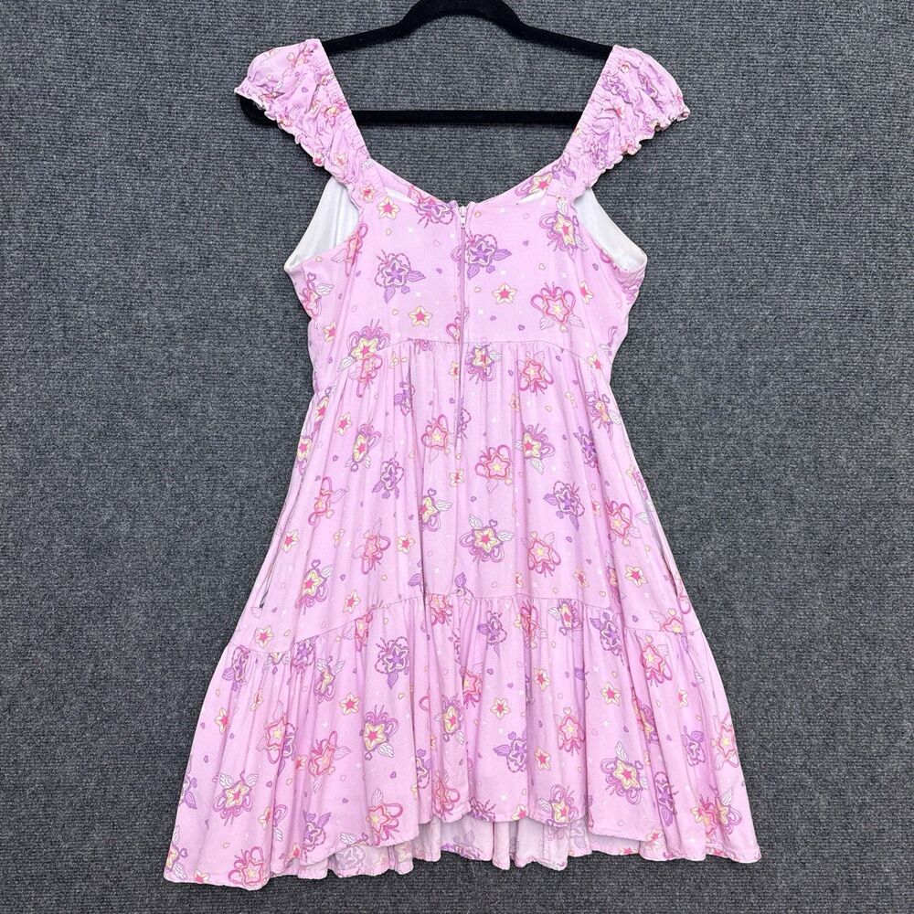 Hot Topic Sweet Society Kawaii Mini Dress S Pink Hearts Stars Coquette Princess - Picture 5 of 11